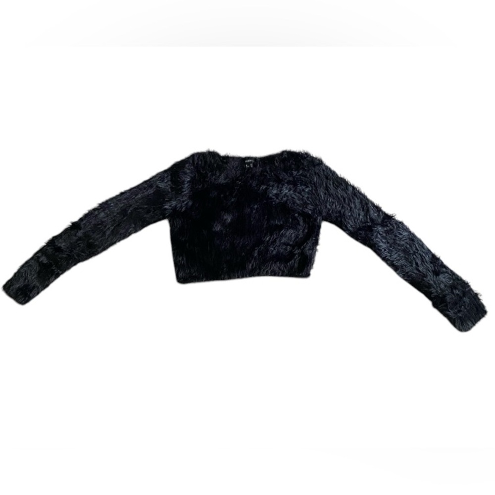 Black Faux Fur Cropped Sweater